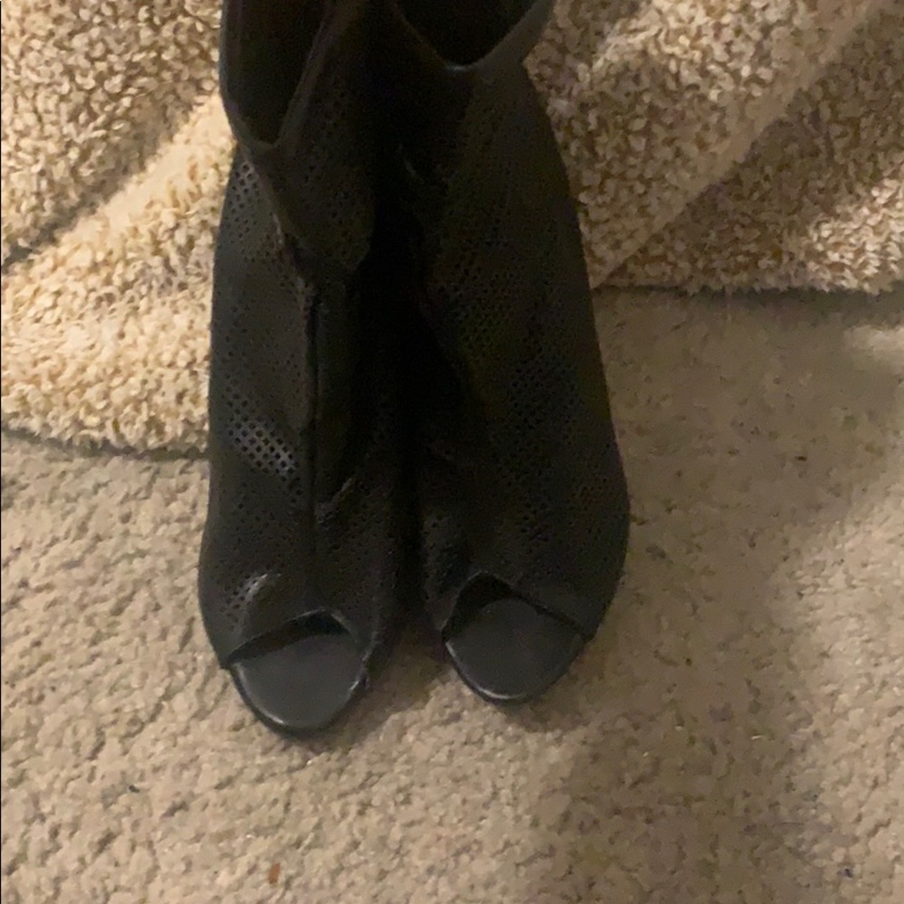 Black open toe ankle boot